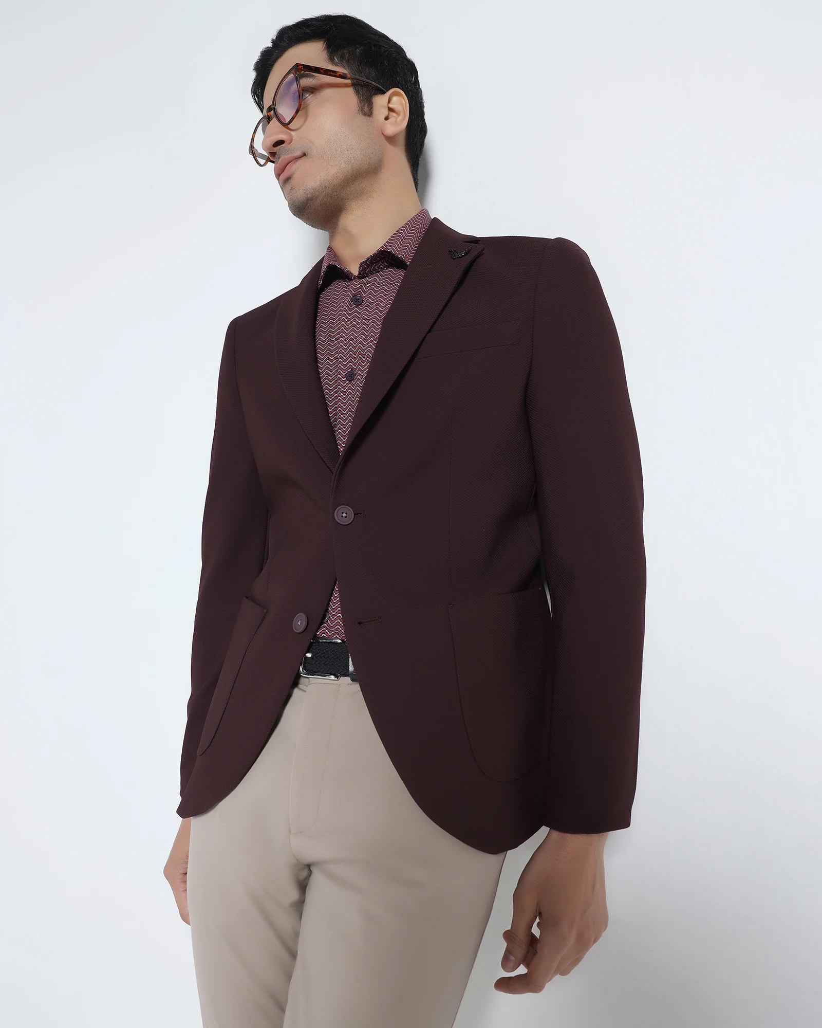 Wine TechPro Textured Blazer - Rodrygo - Image 8