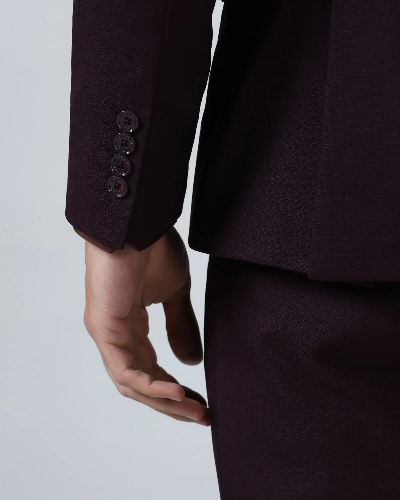 Wine Three Piece Solid Suit - Kerb - Image 6