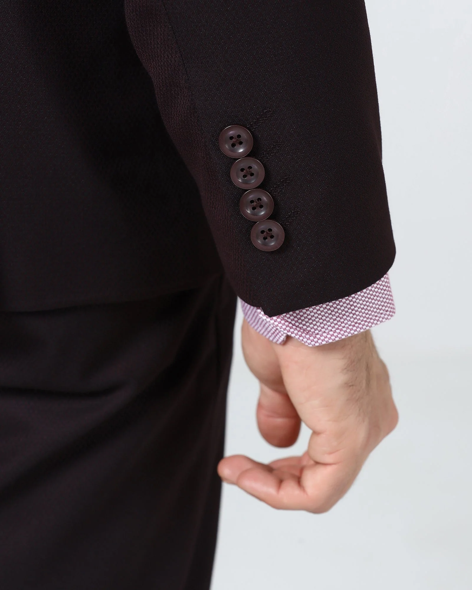 Wine Three Piece Textured Suit - Terrazo - Image 4