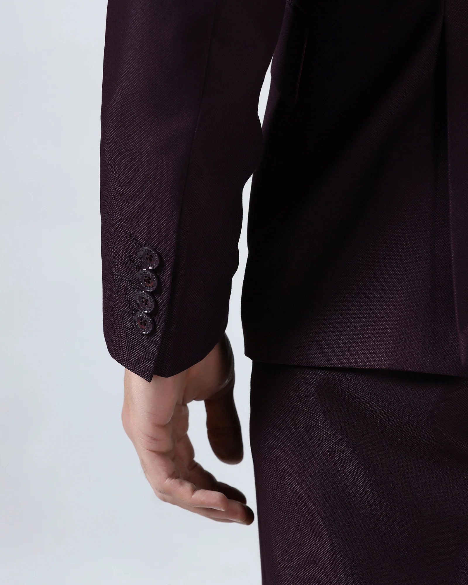 Wine Three Piece Textured Suit - Venmo - Image 9