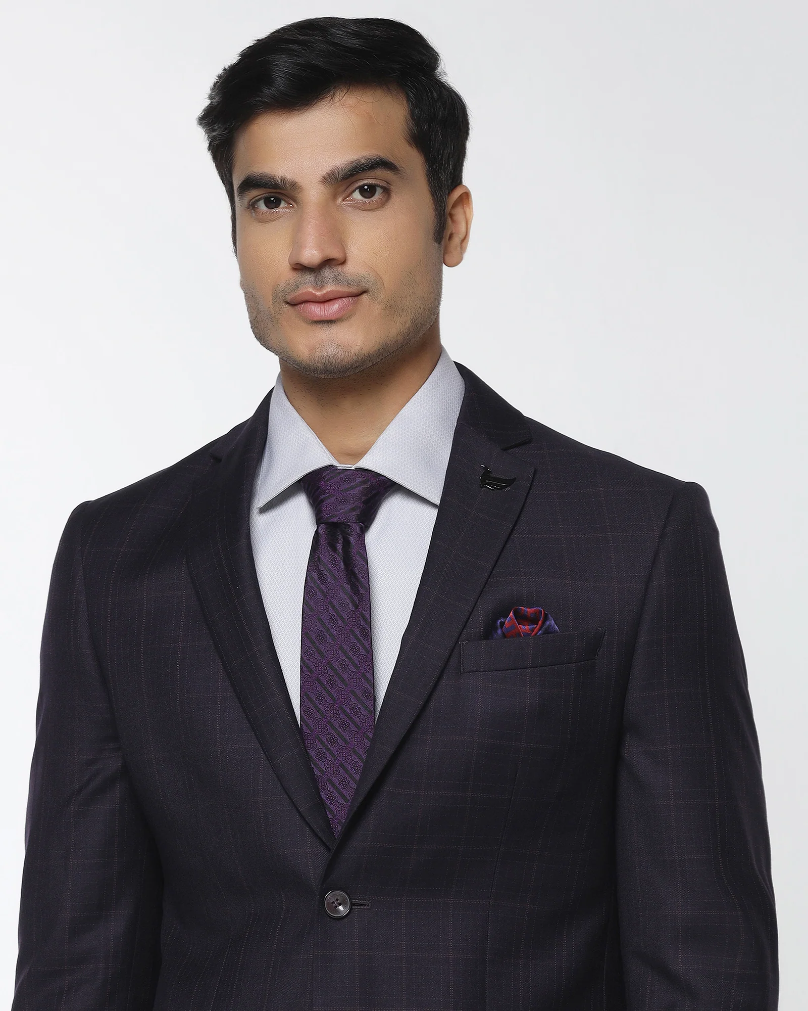 Wine Two Piece Check Suit - Lasow - Image 4