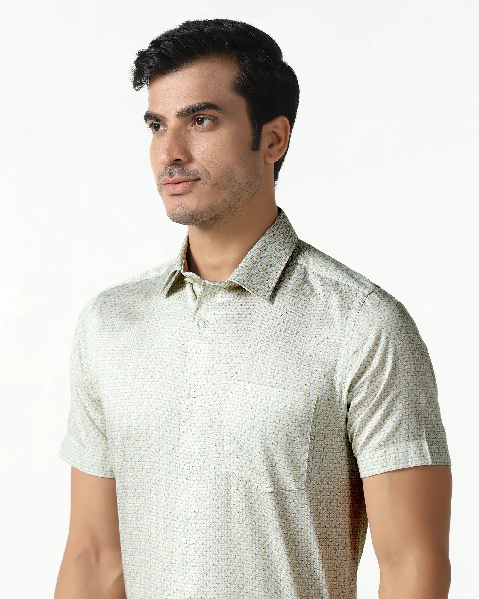 Yellow Half Sleeve Printed Shirt - Nicole - Image 4