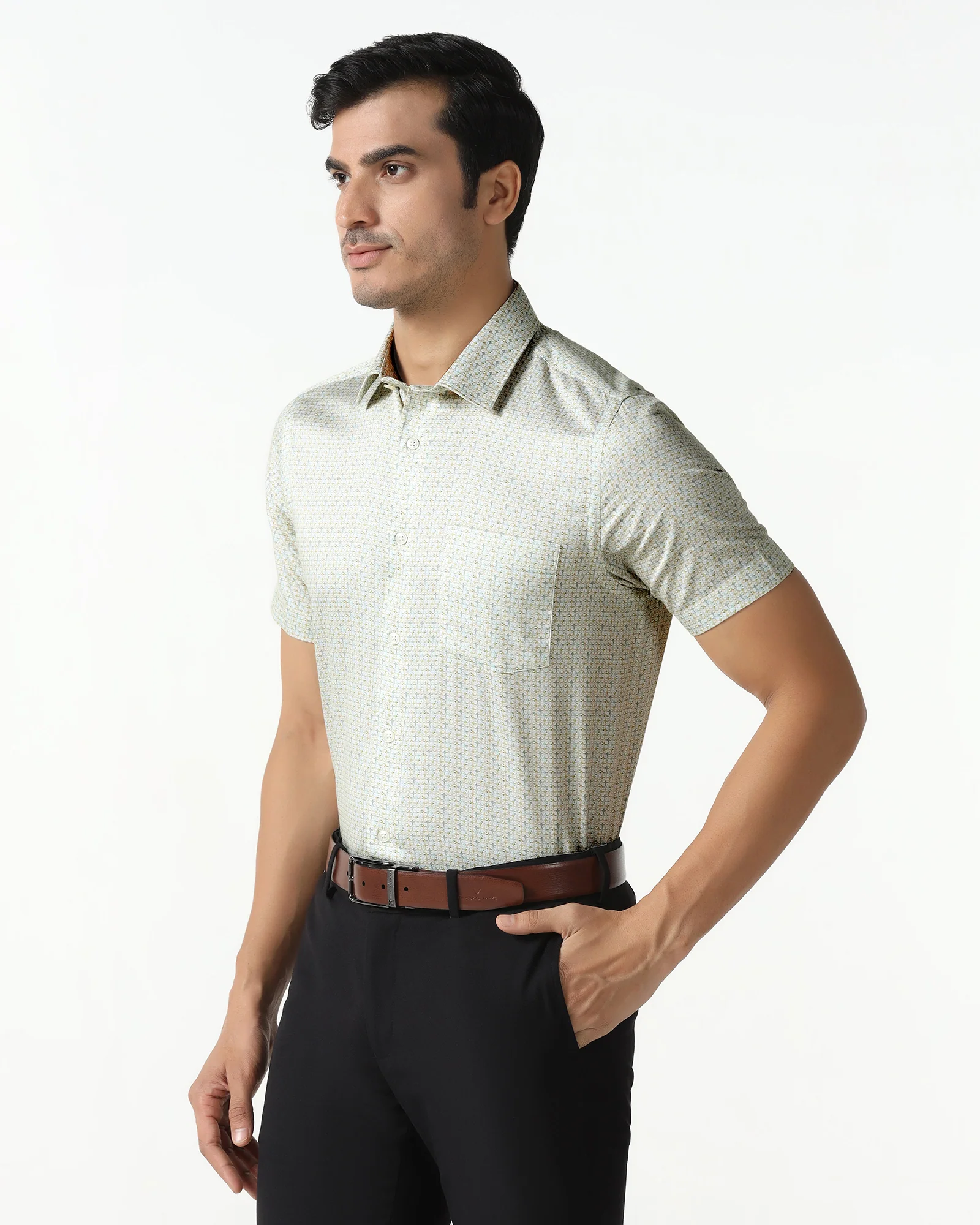 Yellow Half Sleeve Printed Shirt - Nicole - Image 8